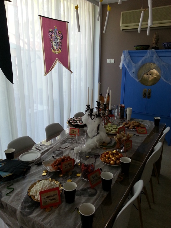 A wide spread of wizard food at the 'hall'